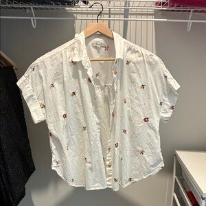 Madewell Ivory Blouse with Multicolor Embroidery